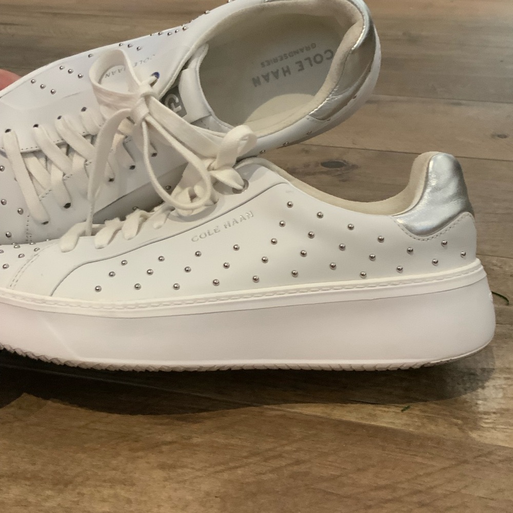 Cole Haan Women's White Sneakers with Silver Details
